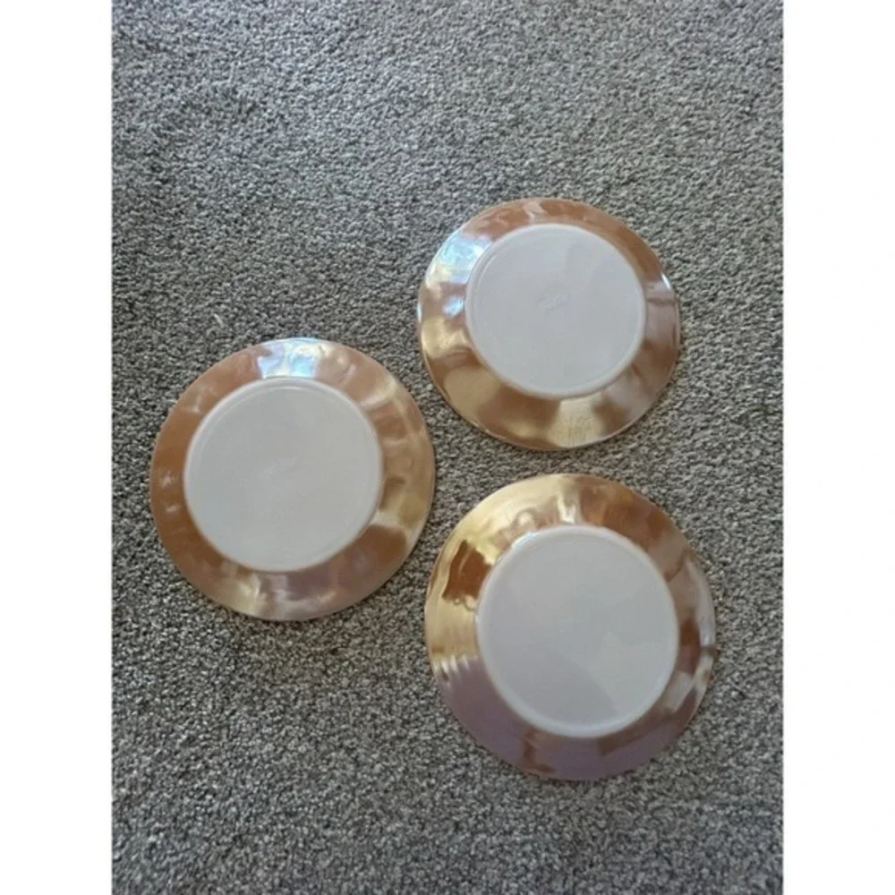 3-PC Fire‎ King Peach Luster Ovenware Replacement Plates